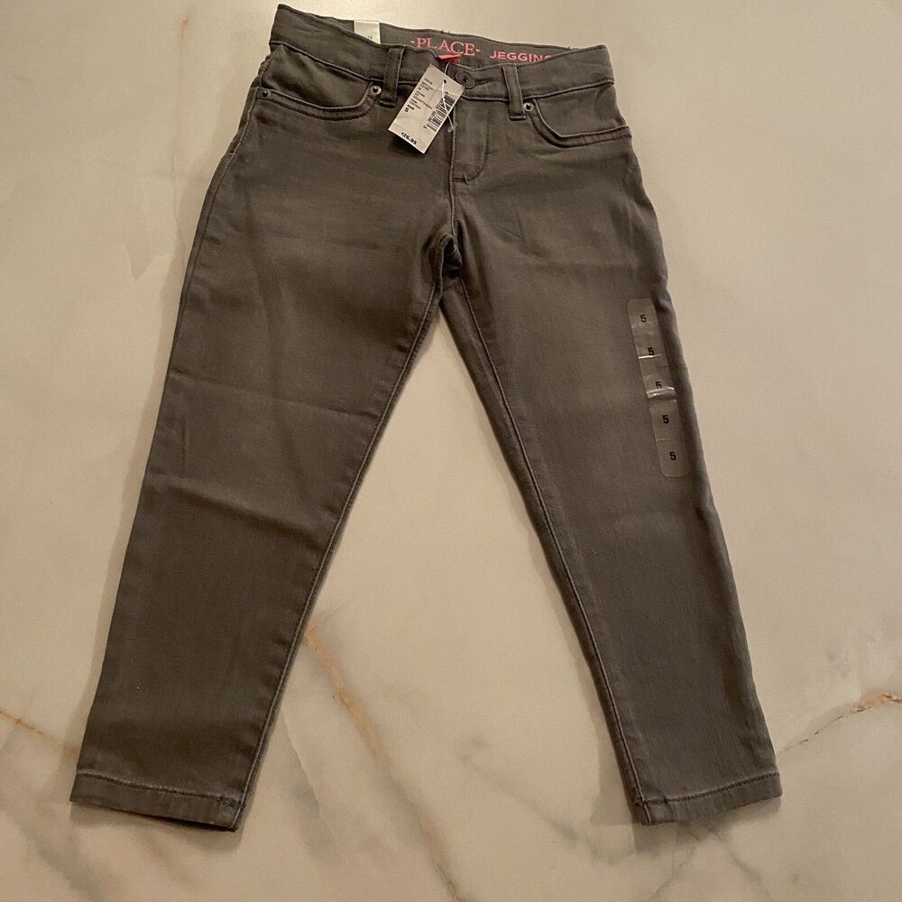 Childrens Place Denim Jeans Girls 5 Gray NWT Jeggings Jeans Mid Rise Stretch Adj